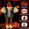 Scary Halloween Decorations Outdoor, Halloween Hanging Swinging Doll Girl with Sound & Slap Activated, Light Up Eyes Creepy Sound Expressions
