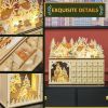 Christmas Advent Calendar, Light Up Wooden Holiday Decoration with 24 Countdown Drawers and LED Lights for Kids and Adults, Battery Operated, Natural