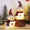 2 Pack Christmas Table Decorations, 10 Inch Lighted Plush Snowmen Figurines, Light Up Snowman Holiday Present