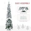 Tall Prelit Pencil Artificial Christmas Tree Holiday Décor with Snow Flocked Branches, Warm White or Colorful LED Lights, Downswept Shape