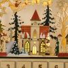Christmas Advent Calendar, Light Up Wooden Holiday Decoration with 24 Countdown Drawers and LED Lights for Kids and Adults, Battery Operated, Natural