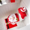 5 Pieces Christmas Theme Bathroom Decoration Set w/Toilet Seat Cover, Rugs, Tank Cover, Toilet Paper Box Cover and Santa Towel for Xmas Indoor Décor