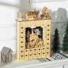 Christmas Advent Calendar, Light Up Wooden Holiday Decoration with 24 Countdown Drawers and LED Lights for Kids and Adults, Battery Operated, Natural