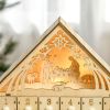 Christmas Advent Calendar, Light Up Wooden Holiday Decoration with 24 Countdown Drawers and LED Lights for Kids and Adults, Battery Operated, Natural