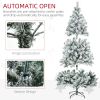 Prelit Artificial Christmas Tree Holiday Décor with Snow Flocked Branches, Warm White or Colorful LED Lights, Steel Base
