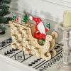 Christmas Advent Calendar, Light Up Wooden Holiday Decoration with 24 Countdown Drawers and LED Lights for Kids and Adults, Battery Operated, Natural