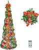6ft Pop up Artificial Christmas Pine Tree with 150 Warm White Lights, Xmas Tree Holiday Party Decorations with Sturdy Metal Stand (Gold&Silver)