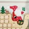 Christmas Advent Calendar, Light Up Wooden Holiday Decoration with 24 Countdown Drawers and LED Lights for Kids and Adults, Battery Operated, Natural
