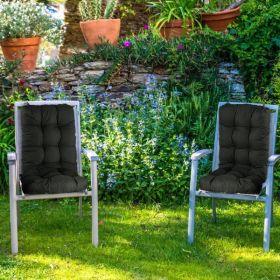 2Pcs/Set 1Pc Back Cushion And 1Pc Seat Cushion Rocking Chair Cushion Upper And Lower Back And Seat Sets (Option: Black-UpgradedVersion)